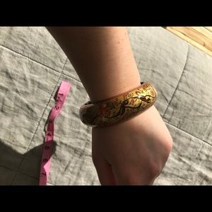Wood painted bangle with birds